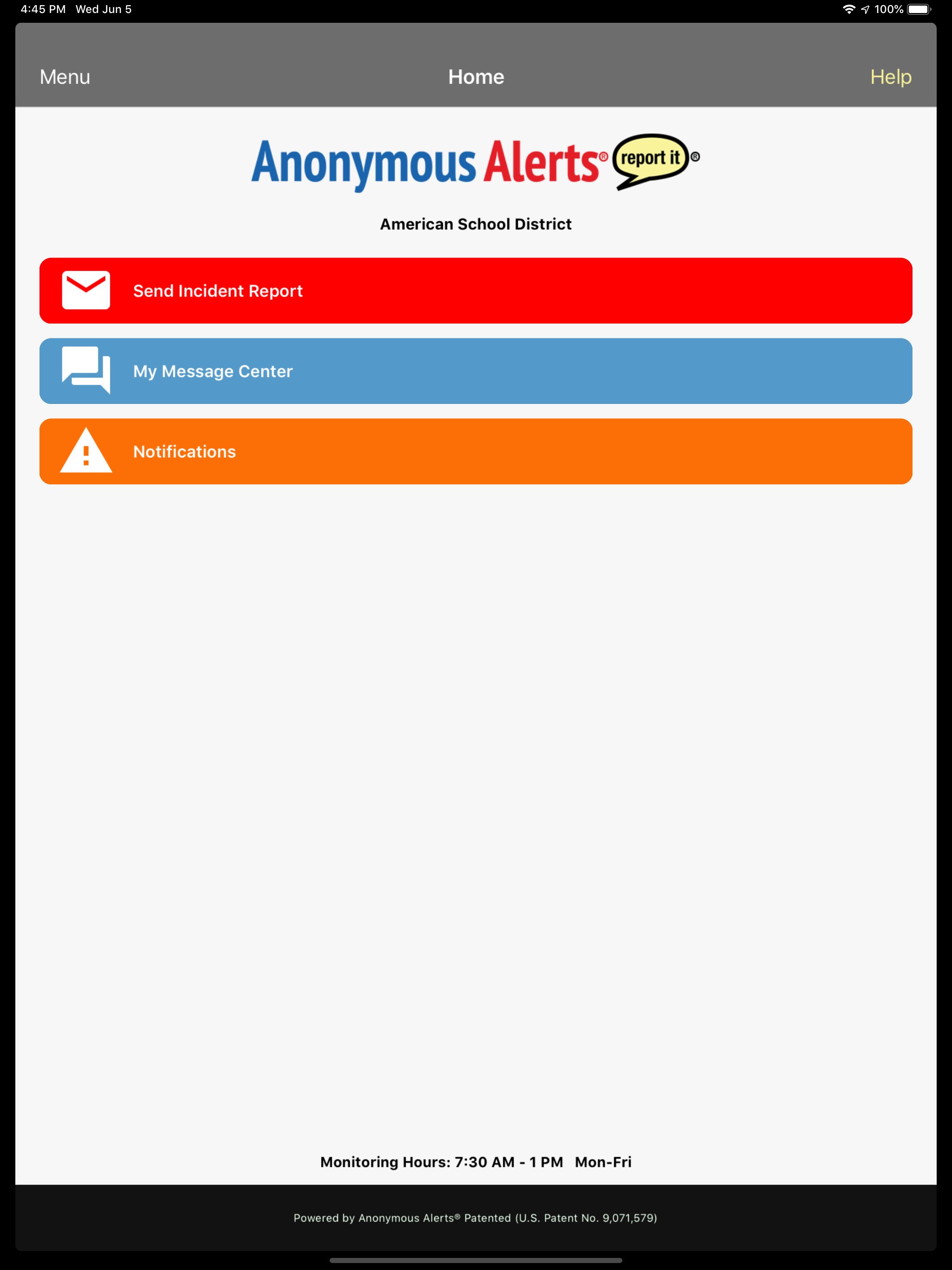 Anonymous Alerts Reporting App