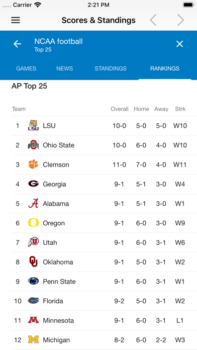 College Football Talk Scores Screenshot
