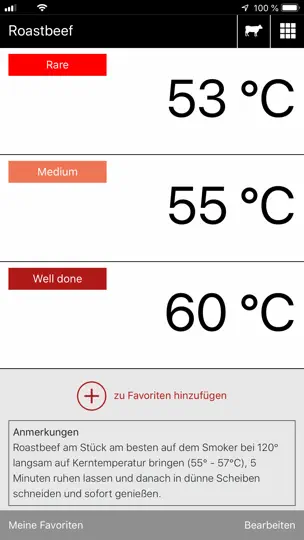 Screenshot von Kerntemperatur auf dem iPhone 3