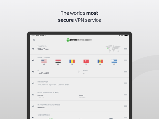 VPN - Private Internet Access iPad app afbeelding 3