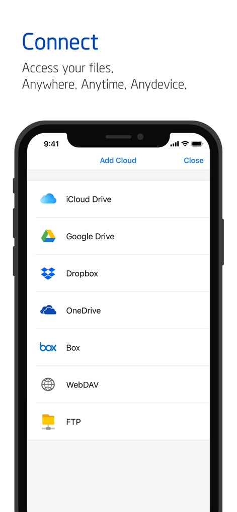 Polaris Office - PDF & Docs - Discover the app's extensive cloud integration, displaying a wide array of supported services like Google Drive and Dropbox for ubiquitous file access.