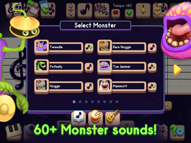 Captura de tela do compositor de My Singing Monsters