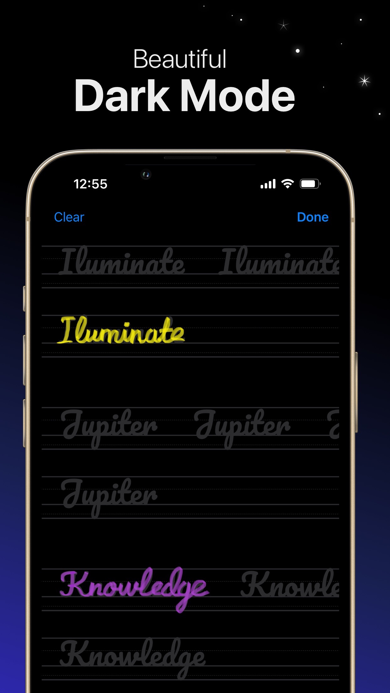 Screenshot do app Writey Calligraphy Handwriting