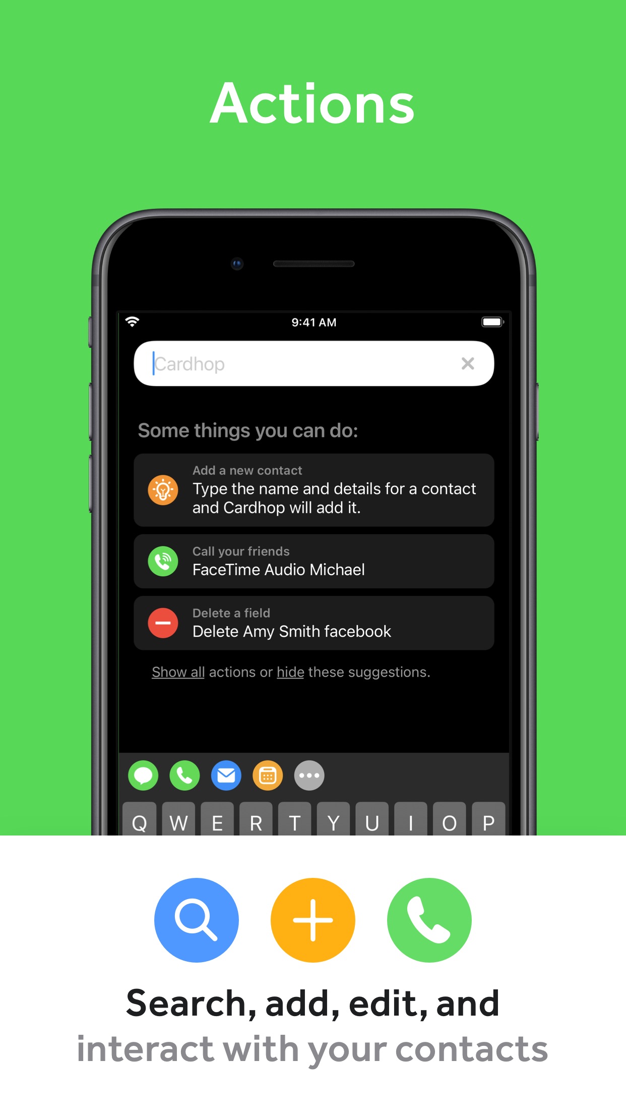 Screenshot do app Cardhop Contacts