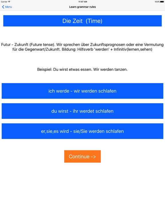 Screenshot #6 pour German exercises, test grammar