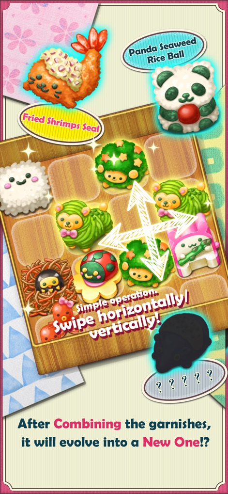 Fluffy and Soft! Cute Lunchbox - Observe the intuitive swipe mechanics that guide garnish combination, leading to exciting garnish evolution and discovery of new creations.