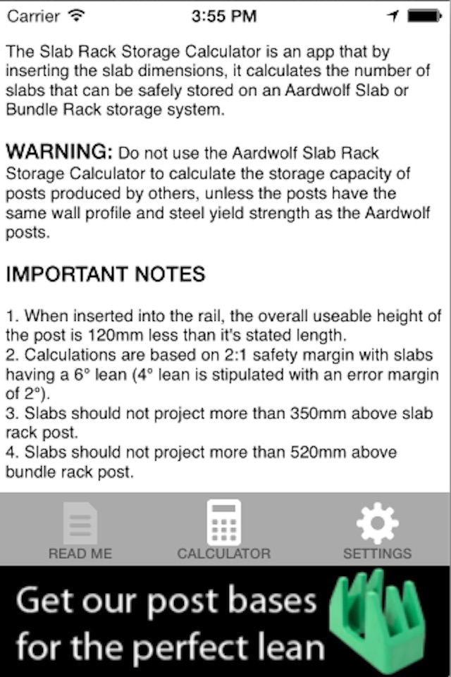 Slab Rack Calculator screenshot 2