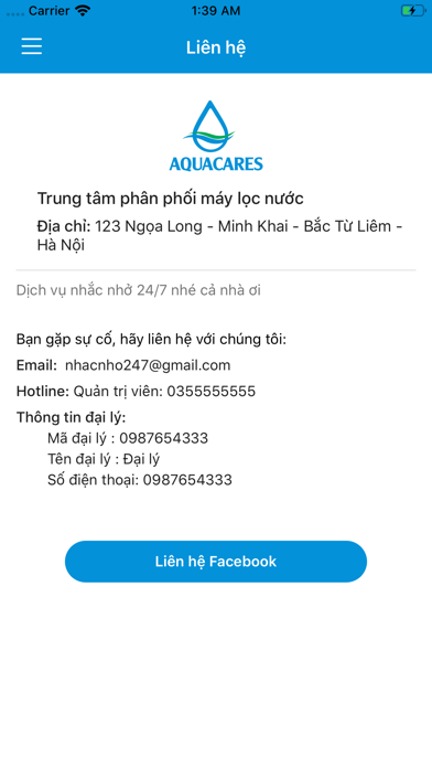 AquaCares Quản lý máy lọc nước Screenshot