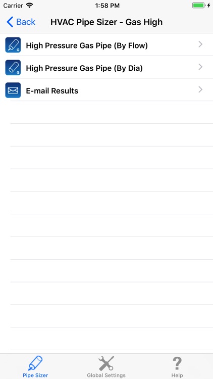 HVAC Pipe Sizer - Gas High