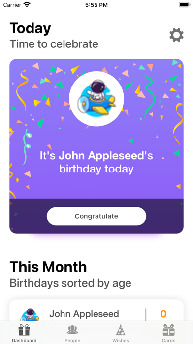 Birthdays app Screenshot
