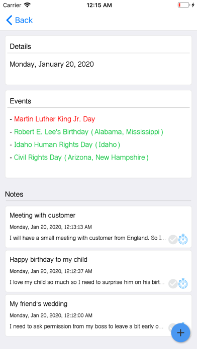 US Holiday Calendar Screenshot