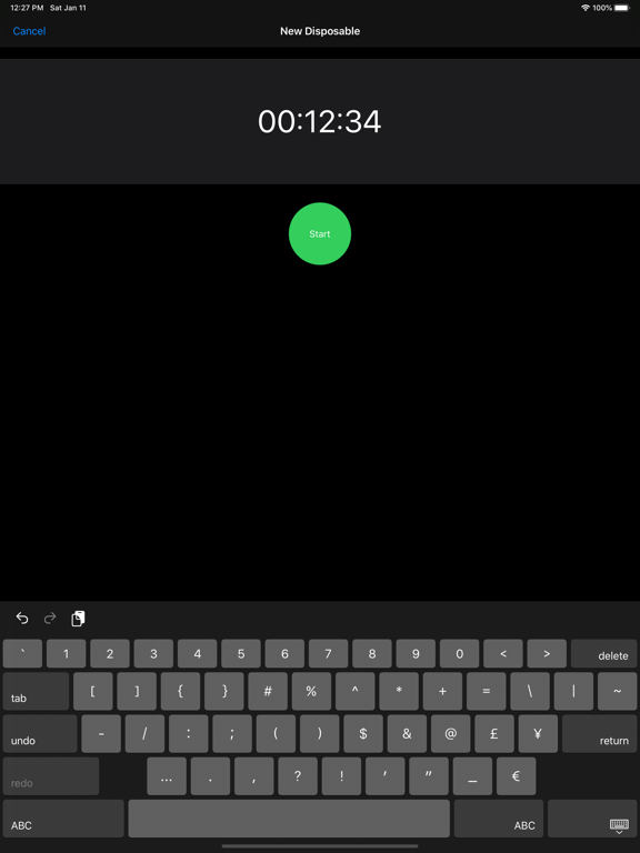 Disposable Timer+ iPad screenshot 4 - Health & Fitness app