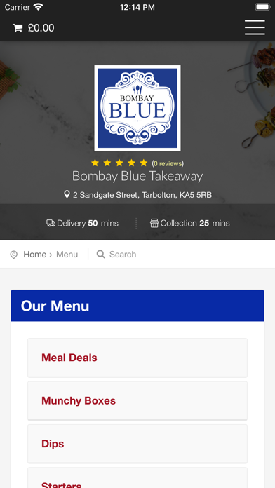 Bombay Blue Takeaway Screenshot