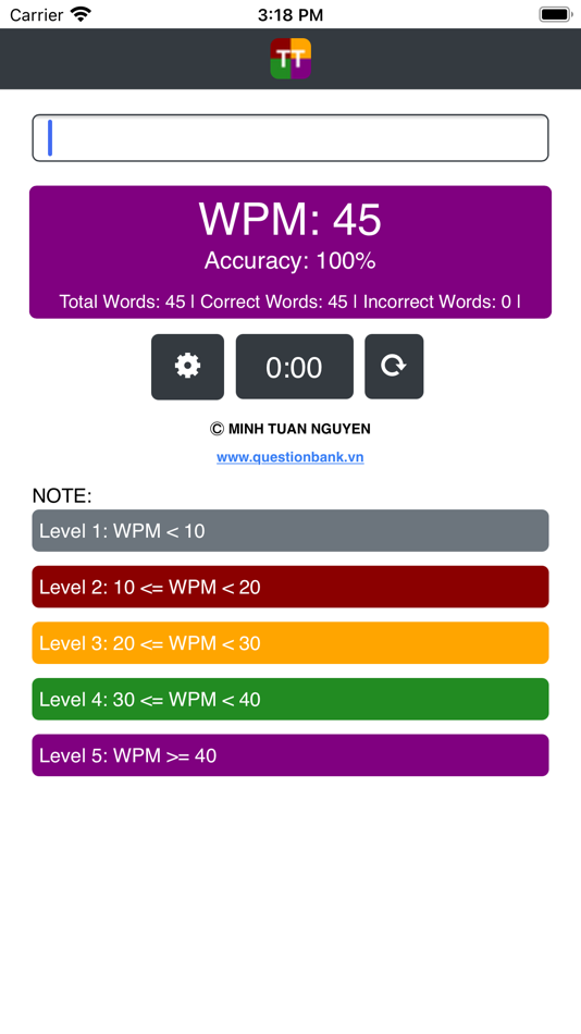 #4. TYPING TEST by QuestionBank (iOS) Podle: Minh Nguyen Tuan