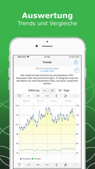 Screenshot von HeartBreath HRV auf dem iPhone 9