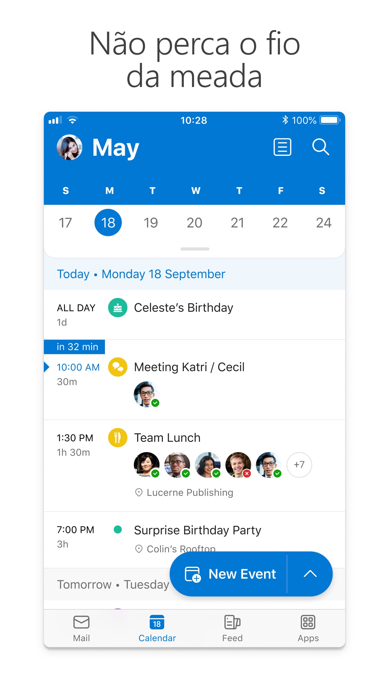 Screenshot do app Microsoft Outlook