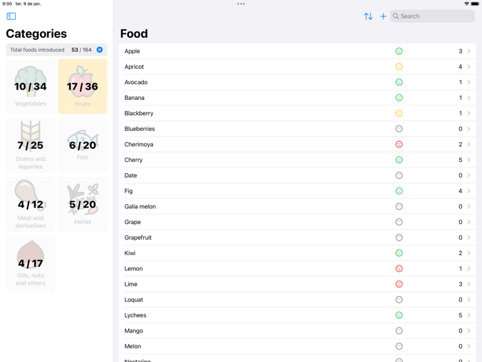 Baby Foods Tracker