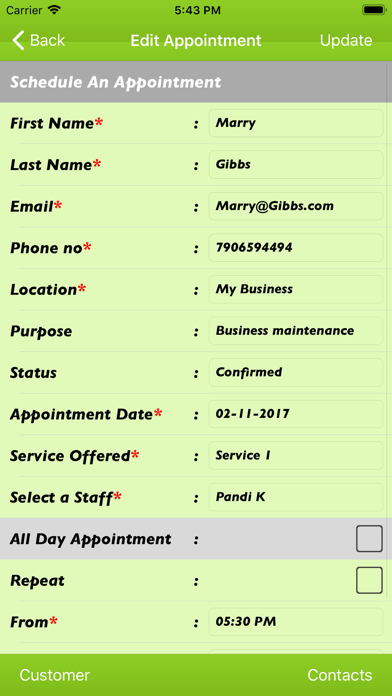 Appointment Scheduler Screenshot