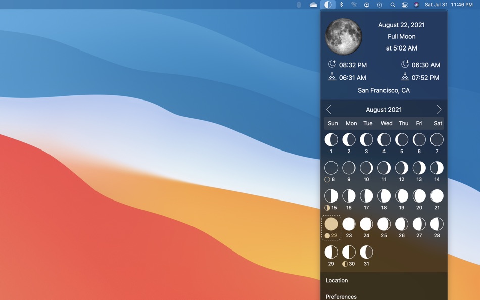 #1. Moon Calendar for menu bar (macOS) 由: Rivolu LLC