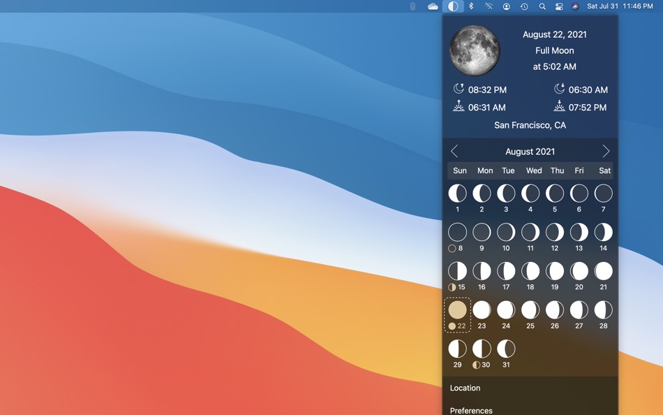 Moon Calendar for menu bar - 1.8.1 - (macOS)