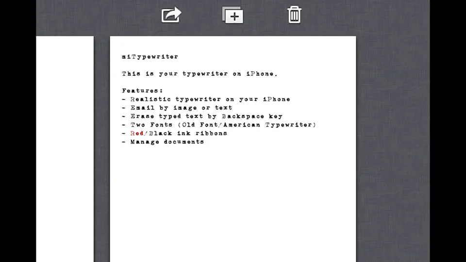 Captura de pantalla de MiTypewriter en iPhone 2