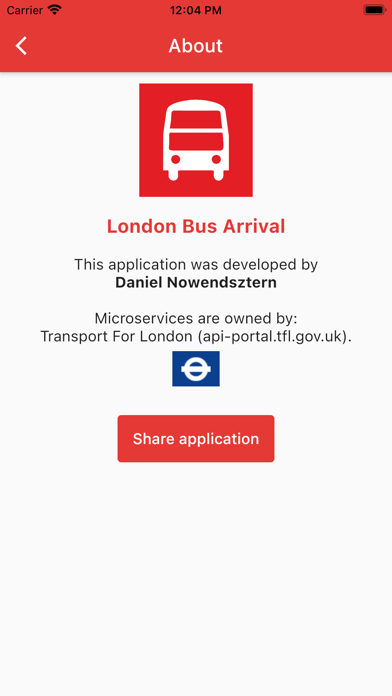 London Bus Arrival Screenshot