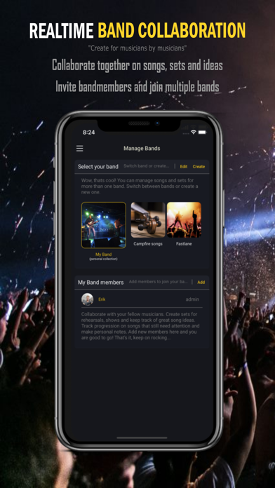 Band setlist manager Screenshot