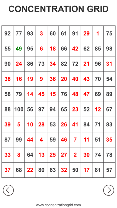 Concentration Grid Screenshot