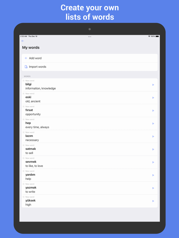 Screenshot #6 pour Learn Turkish with Flash cards