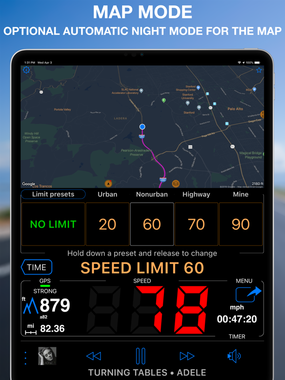 Speedometer 55 GPS Speed & HUD iPad screenshot 6 - Navigation app