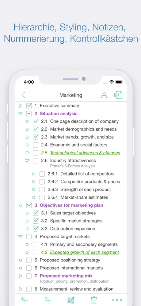 Cloud Outliner - Nested Lists
