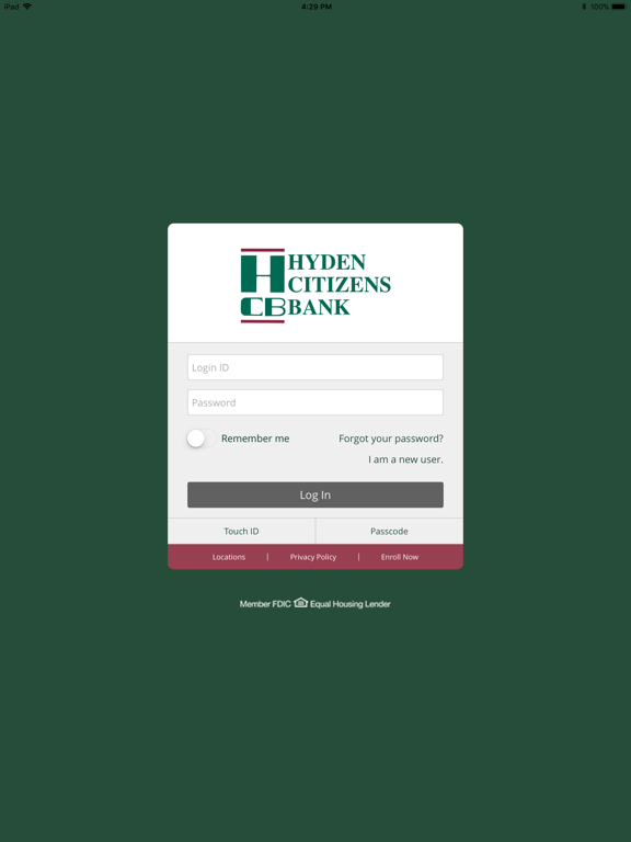 Hyden Citizens Bank Mobile iPad screenshot 1 - Finance app
