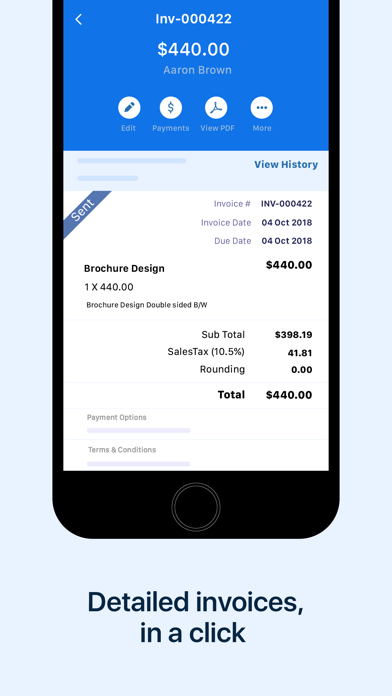 Zoho Invoice Maker App Screenshot