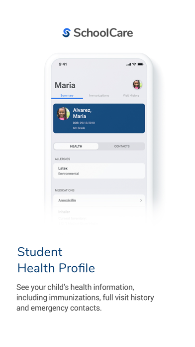 SchoolCare PHR Screenshot