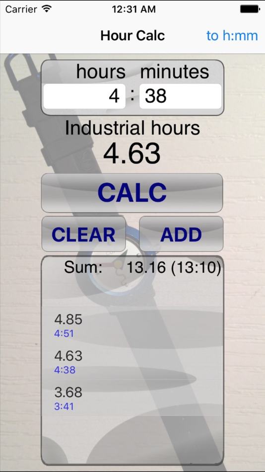 #2. Hour Calc (iOS) 由: Guenter Freytag