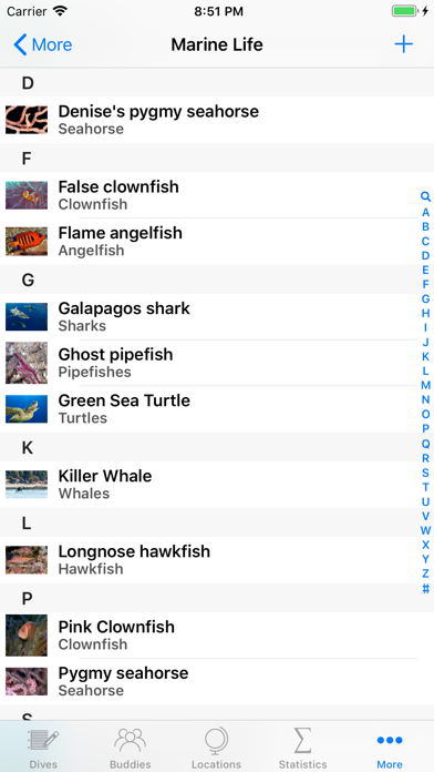 Dive Log Screenshot