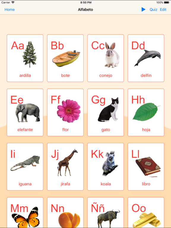 Spanish Alphabet Cards & Quiz
