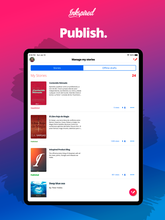 Inkspired iPad screenshot 3 - Book app