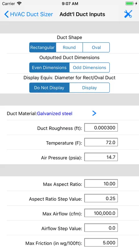 ASHRAE HVAC Duct Sizer screenshot 3 of 10