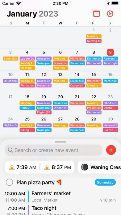 Callisto Calendar Screenshot