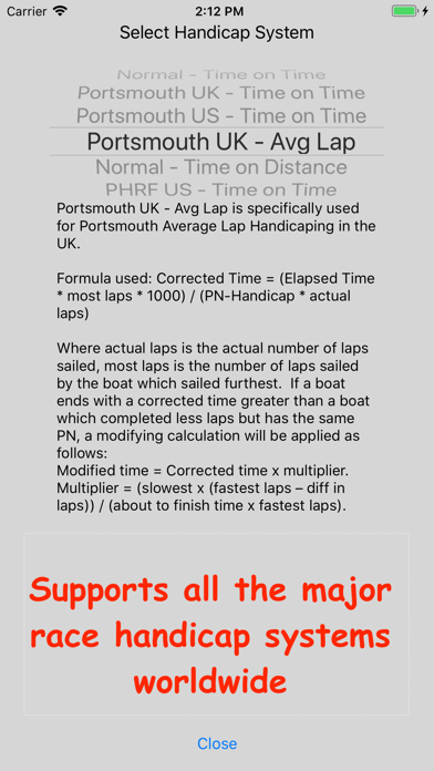 Sailing Handicap Calculator Screenshot