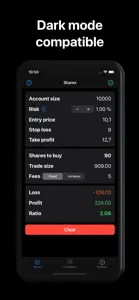 Trade Size stock trading risk screenshot #5 for iPhone