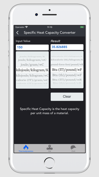 Thermodynamics Calculator lite Screenshot