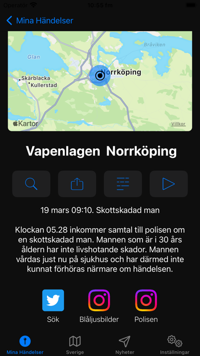 Poliskartan - Blåljus händelse Screenshot