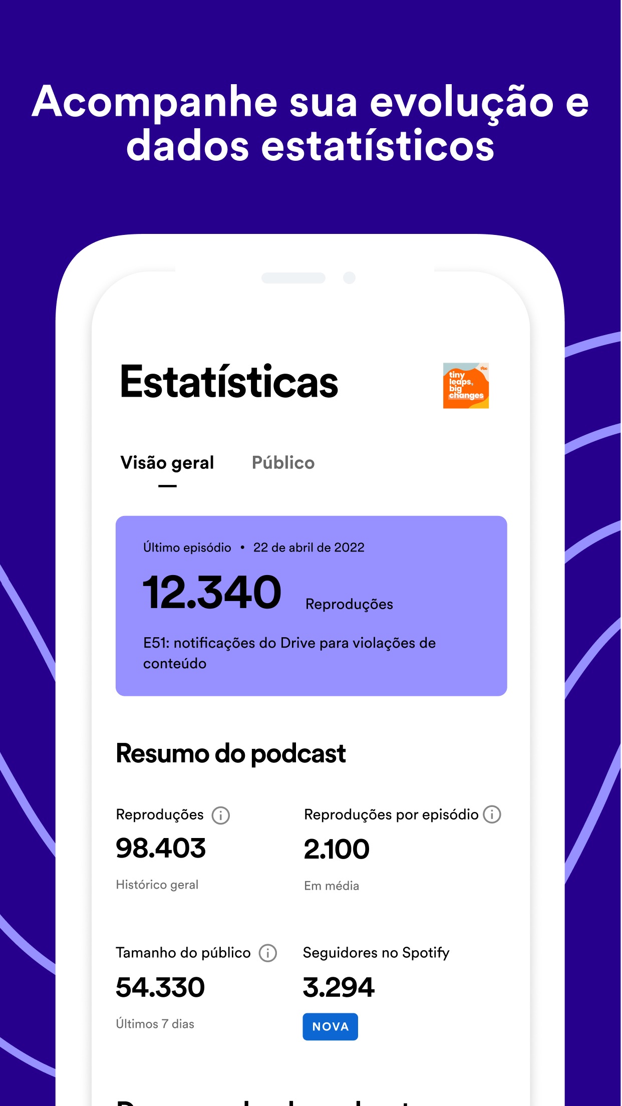 Screenshot do app Spotify for Podcasters