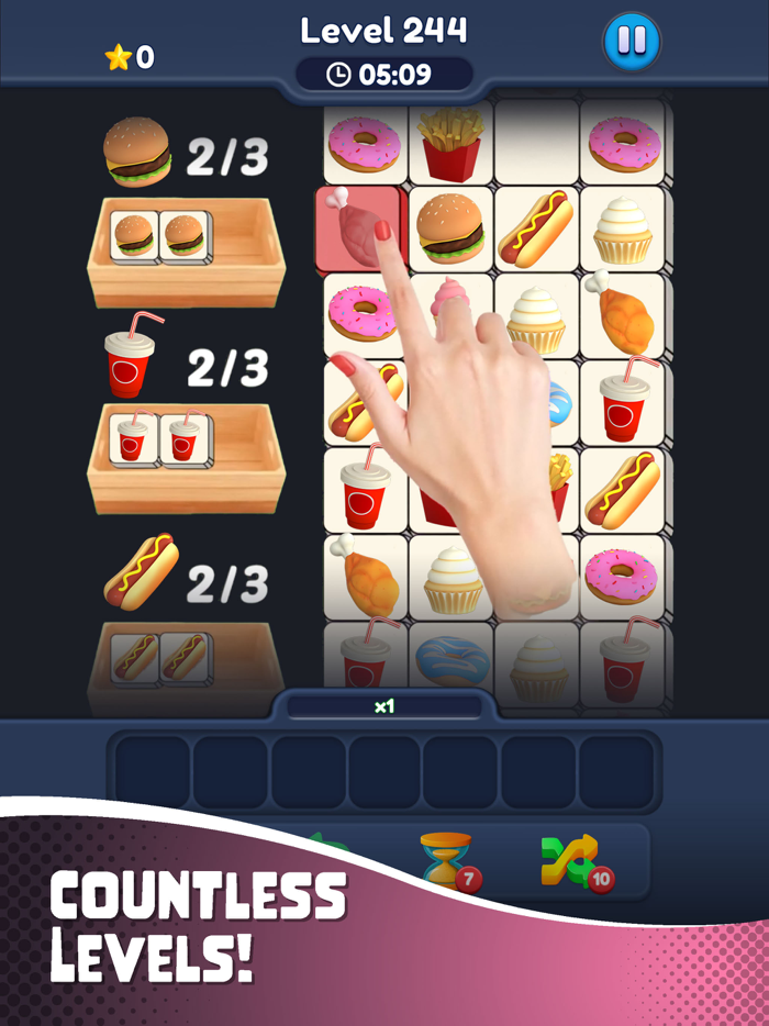 Food Match 3D Tile Puzzle