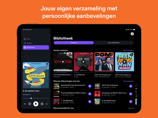 Podimo: Podcasts Luisterboeken iPad app afbeelding 4