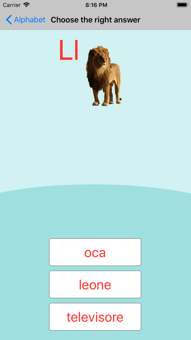 Italian Alphabet Cards Screenshot
