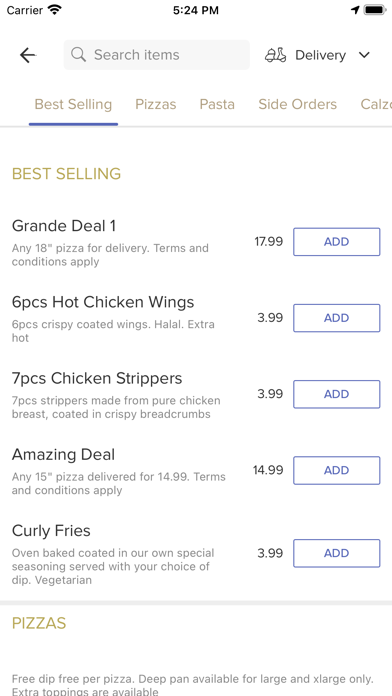Milano Pizza Waltham Cross. Screenshot