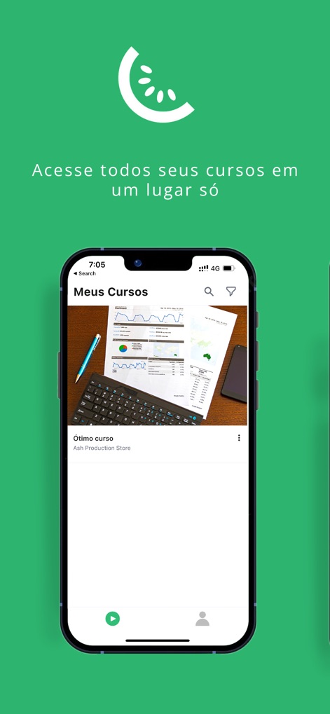 Kiwify - Students effortlessly explore their educational content within a centralized course library, enhanced by intuitive search functionality for quick discovery.